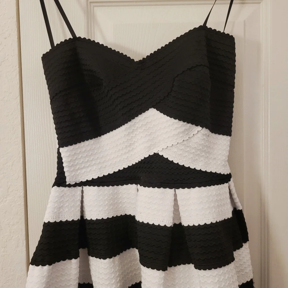 B Darlin Black and White Strapless Dress with Scalloped Detail from Macys - Picture 3 of 6